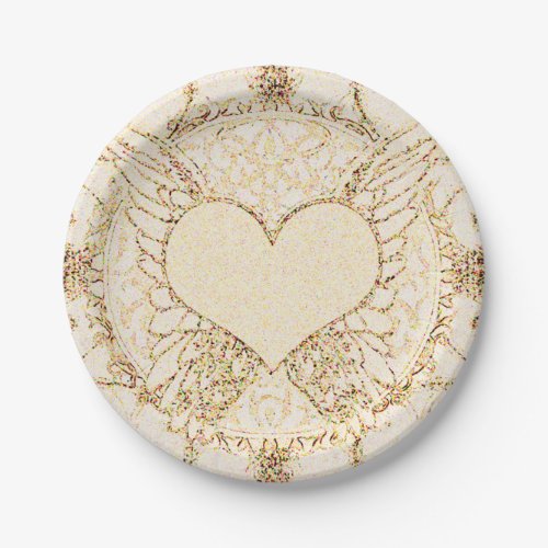 Angel Wings and Heart Paper Plates