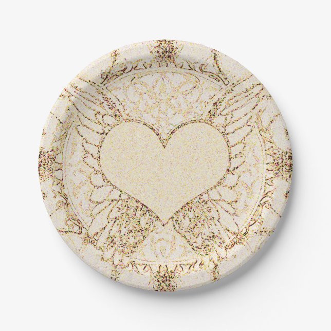 Angel Wings and Heart Paper Plates (Front)