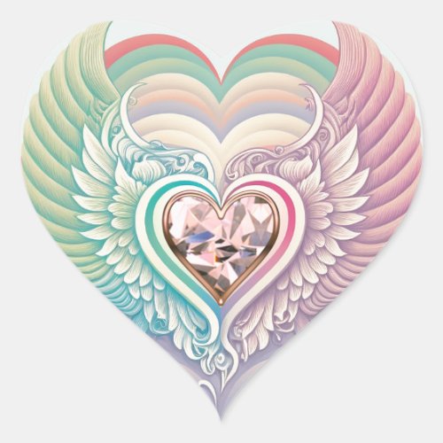 Angel Wings and Heart Sticker