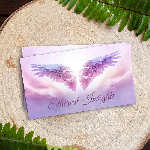 Angel wings and Infinity Symbol _ gentle pastel Business Card