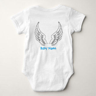 Angel Wings Baby Name Blue Bodysuit Grey