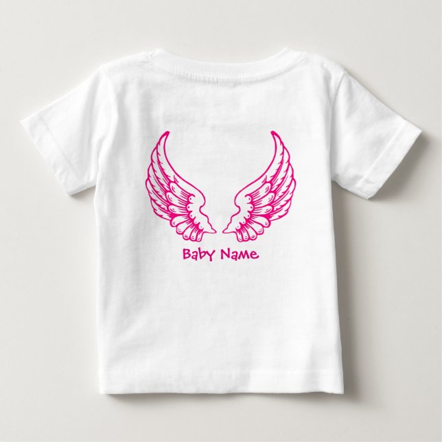 Angel Wings Baby Name Pink T-Shirt (Back)