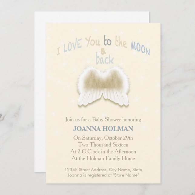 Angel Wings Baby Shower Card (Front/Back)