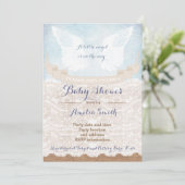 Angel wings Baby Shower Invitations for Boy (Standing Front)