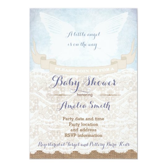Angel wings Baby Shower Invitations for Boy | Zazzle.com