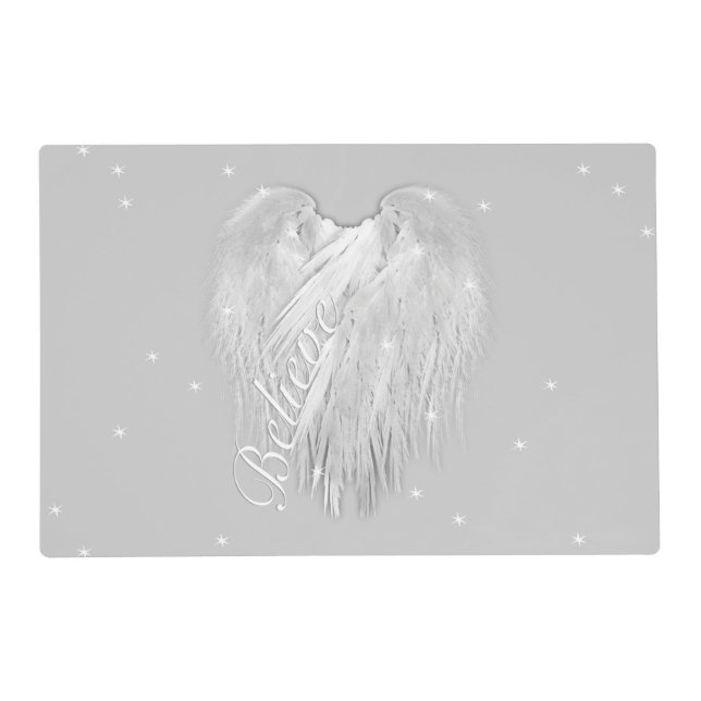 ANGEL WINGS 'Believe' Heart Starry Sparkle Placemat (Front)
