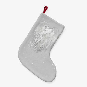 ANGEL WINGS 'Believe' Heart Starry Sparkle Small Christmas Stocking