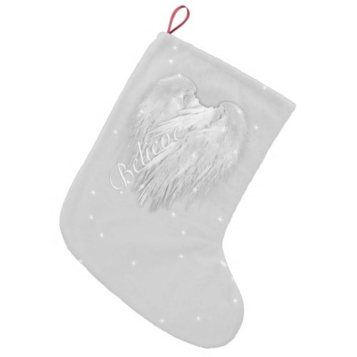 ANGEL WINGS Believe Heart Starry Sparkle Small Christmas Stocking