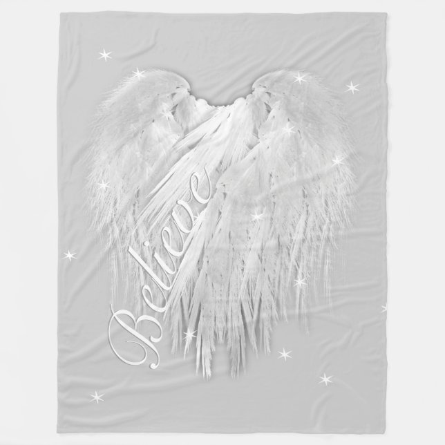 ANGEL WINGS 'Believe' Magic Heart Fleece Blanket (Front)