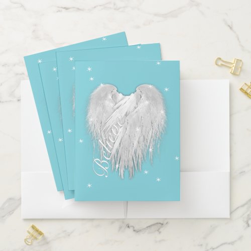 ANGEL WINGS Believe Magic Heart Pocket Folder