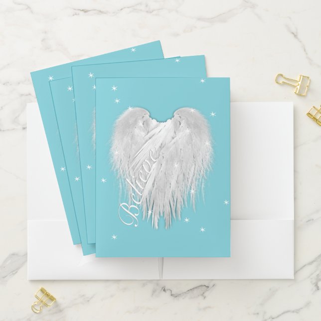 ANGEL WINGS 'Believe' Magic Heart Pocket Folder (In Situ)