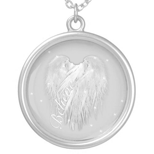 ANGEL WINGS Believe Magic Heart Silver Plated Necklace