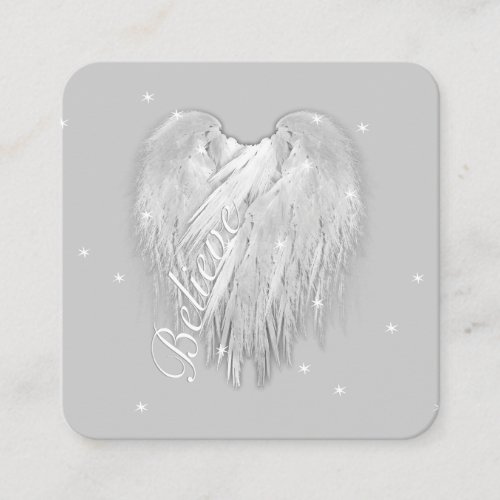 ANGEL WINGS Believe Magic Heart Square Business Card