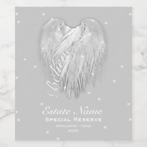 ANGEL WINGS Believe Magic Heart Wine Label