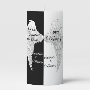 Angel Wings black and white Pillar Candle