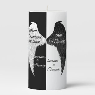 Angel Wings black and white Pillar Candle