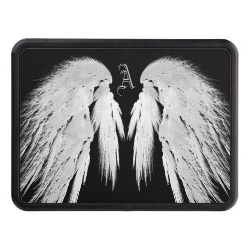 ANGEL WINGS Black Custom Monogram Hitch Cover