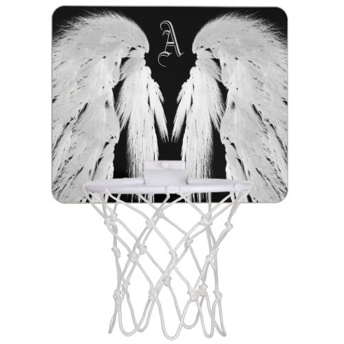 ANGEL WINGS Black Custom Monogram Mini Basketball Hoop
