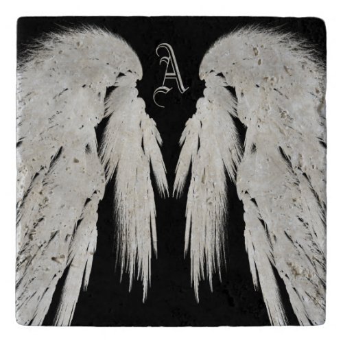 ANGEL WINGS Black Custom Monogram Trivet