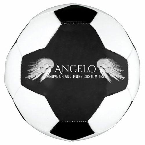 ANGEL WINGS Black Custom Name Soccer Ball