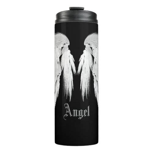 ANGEL WINGS Black Custom Name Thermal Tumbler