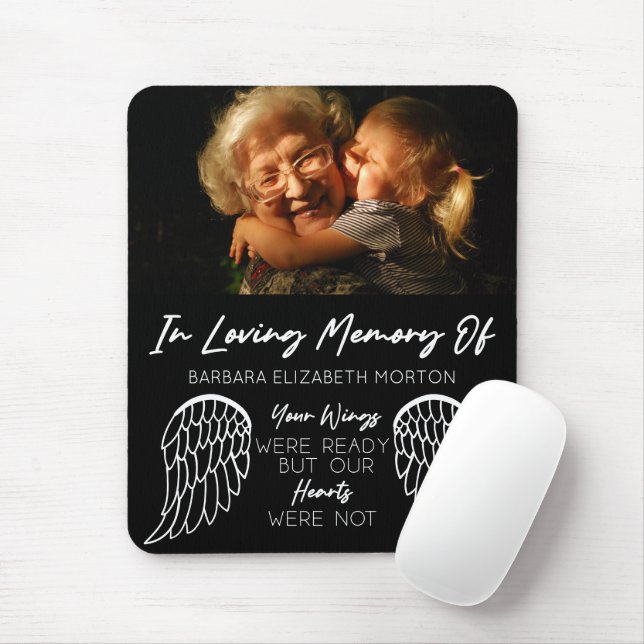 Angel Wings Black Custom Photo Memorial Gift Mouse Pad (With Mouse)