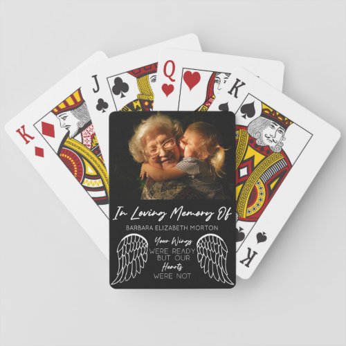 Angel Wings Black Custom Photo Memorial Gift Playing Cards