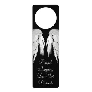 ANGEL WINGS Black 'Do Not Disturb' Door Hanger