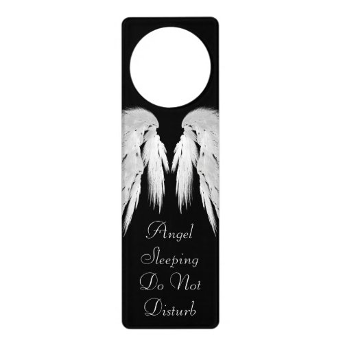 ANGEL WINGS Black Do Not Disturb Door Hanger