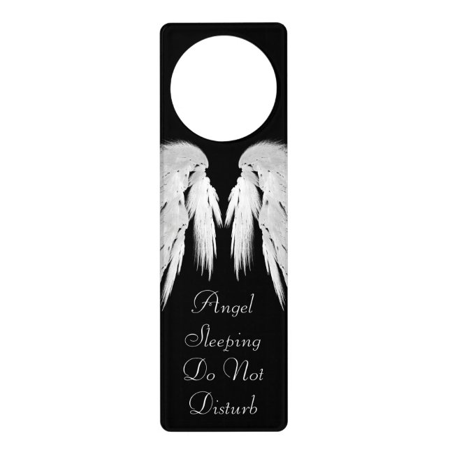 ANGEL WINGS Black 'Do Not Disturb' Door Hanger (Front)