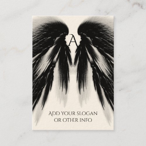 ANGEL WINGS Black Gray Monogram Business Card