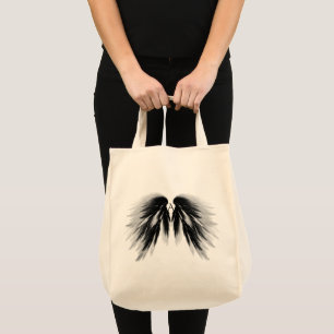 ANGEL WINGS Black Gray Monogram Tote Bag