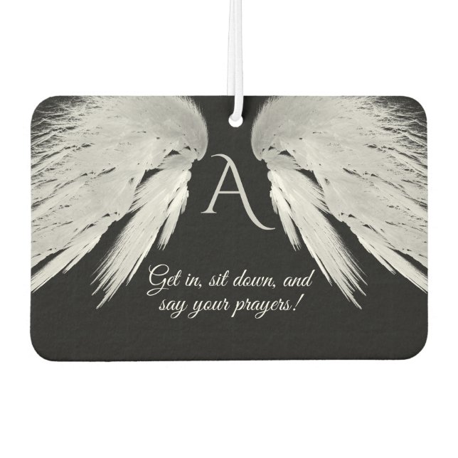 ANGEL WINGS Black Monogram Funny Air Freshener (Front)