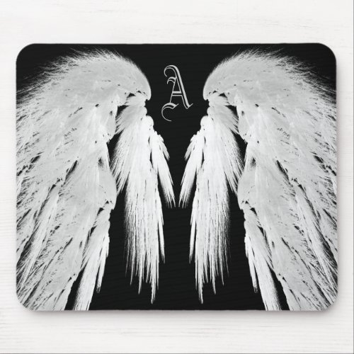 ANGEL WINGS Black Monogram Mouse Pad