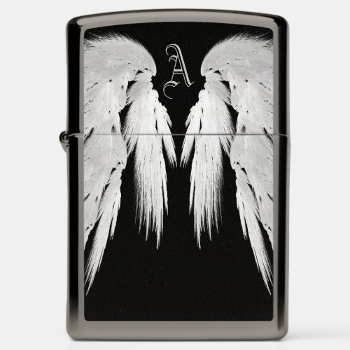 ANGEL WINGS Black Monogram Zippo Lighter