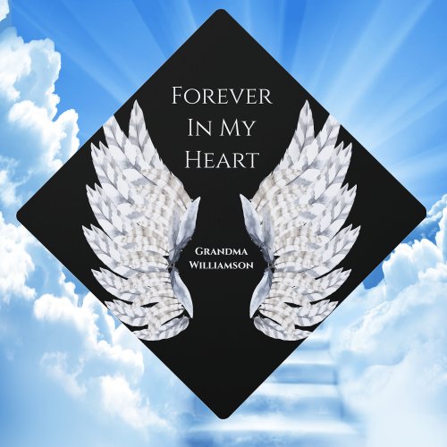 Angel Wings Black Tribute Memorial Graduation Graduation Cap Topper