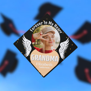Angel Wings Black Tribute Memorial Photo Graduation Cap Topper