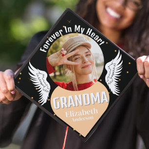 Angel Wings Black Tribute Memorial Photo Graduation Cap Topper