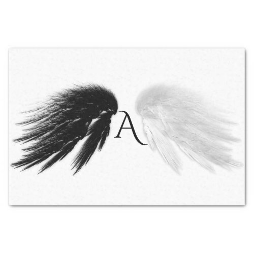 ANGEL WINGS Black  White Monogram Tissue Paper