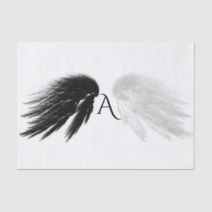 ANGEL WINGS Black + White Monogram Tissue Paper