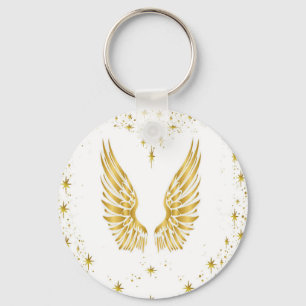 Angel Wings Button Key Keychain