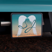 Angel Wings Celestial Sunset Monogram Hitch Cover