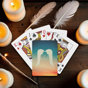 Angel Wings Celestial Sunset Monogram Poker Cards