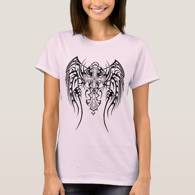 Angel Wings Cross Pattern T-Shirt (Front)