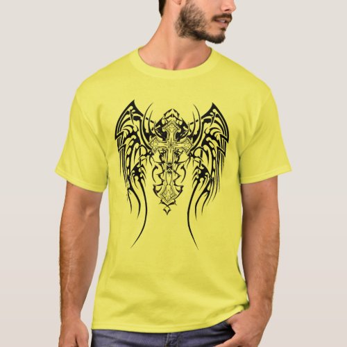 Angel Wings Cross Pattern T_Shirt