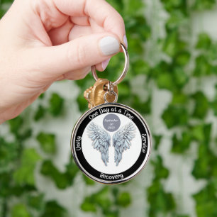 Angel Wings - Custom 12 Step Recovery Keychain