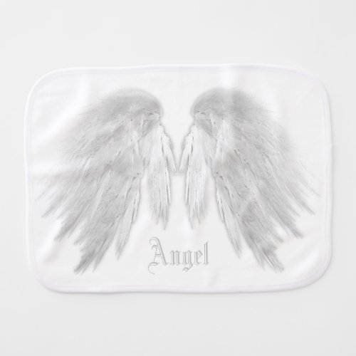 ANGEL WINGS Custom Name White Burp Cloth