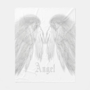 ANGEL WINGS Custom Name White Fleece Blanket