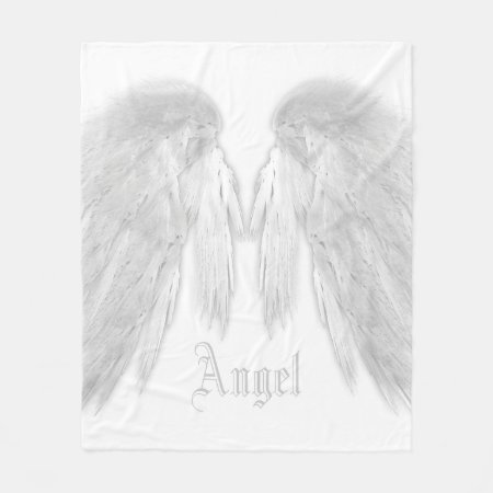 Angel Wings Custom Name White Fleece Blanket
