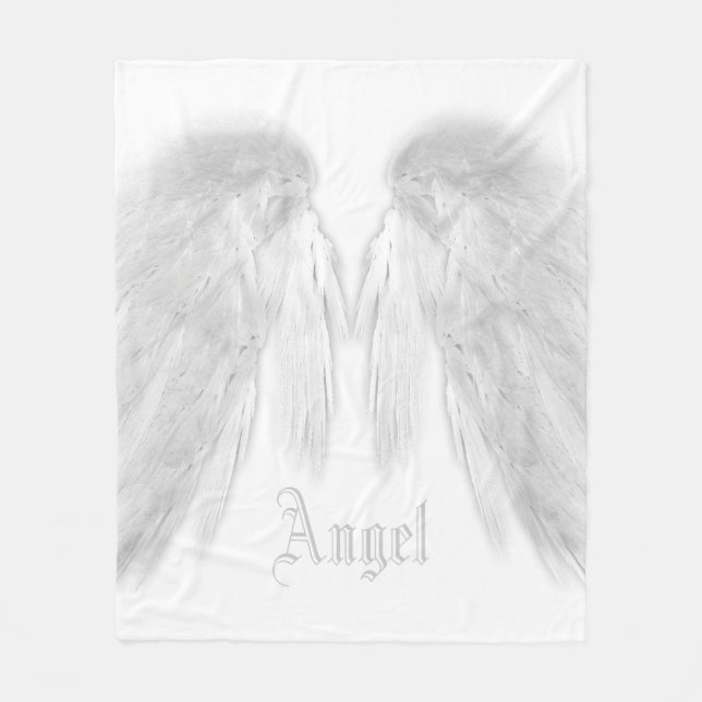 ANGEL WINGS Custom Name White Fleece Blanket (Front)